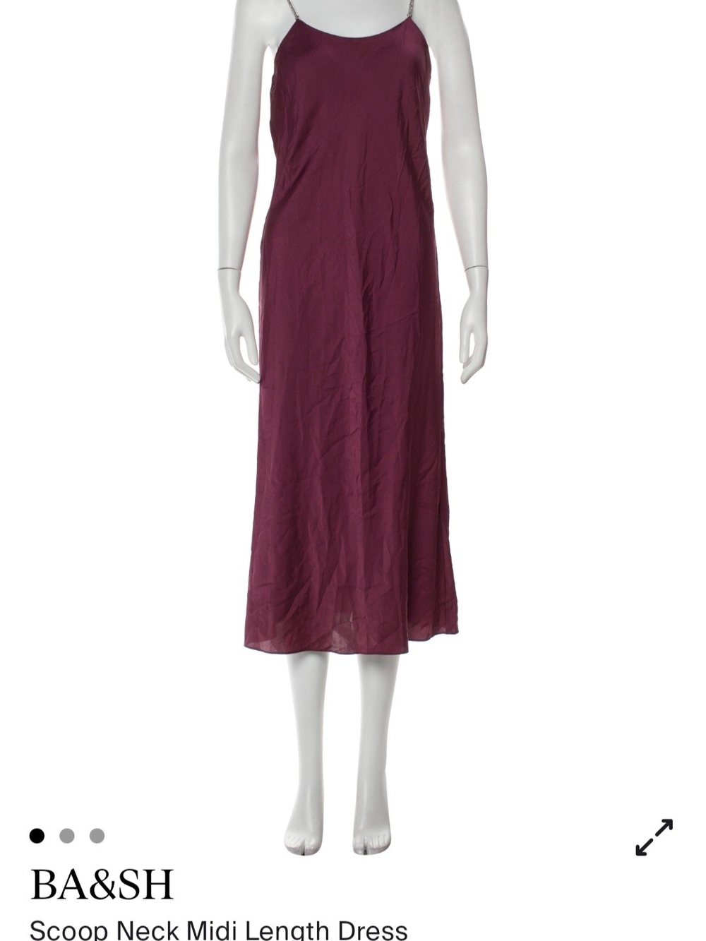 ba&sh Plum Scoop-Neck Slip Midi Dress